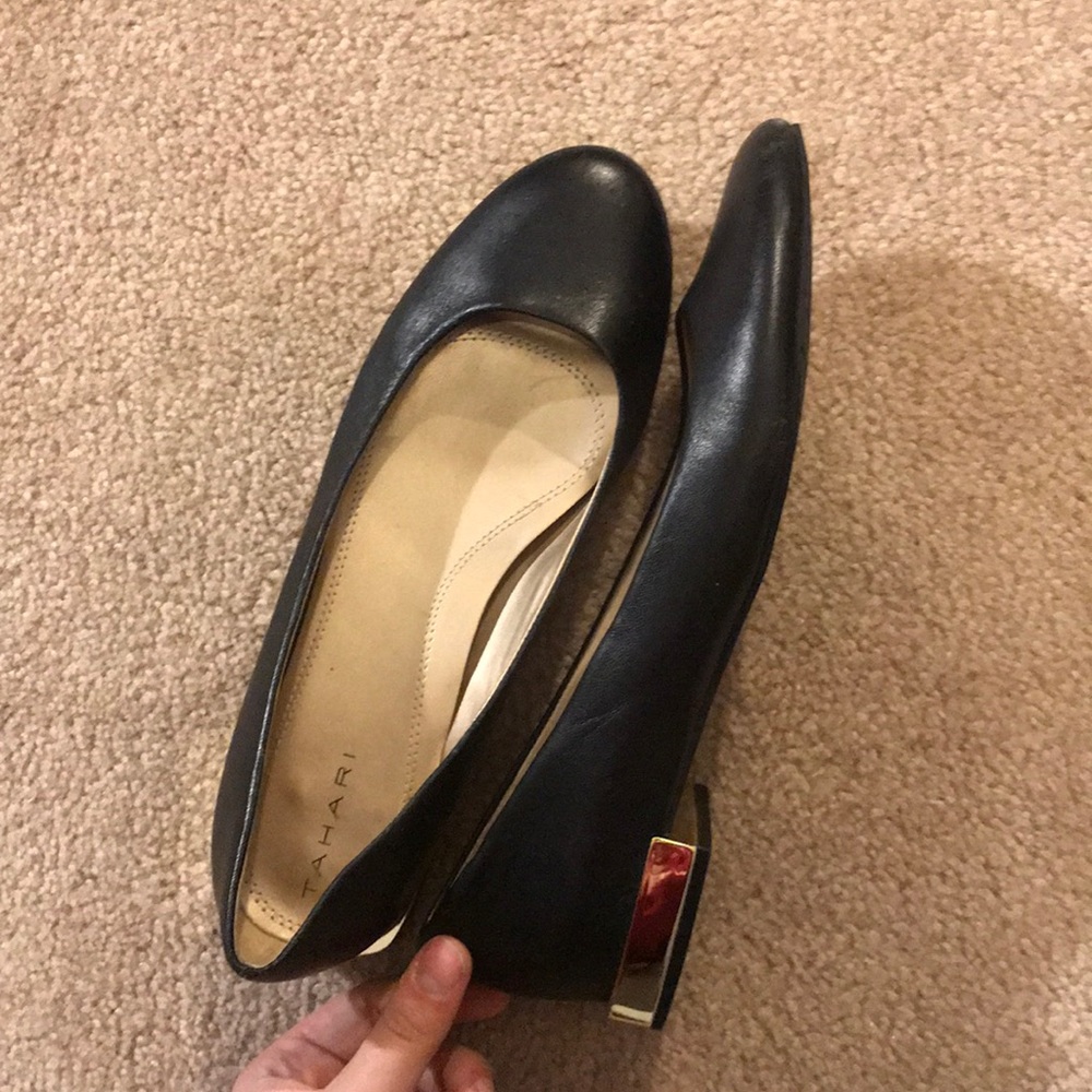 Black Flats with Gold Heel